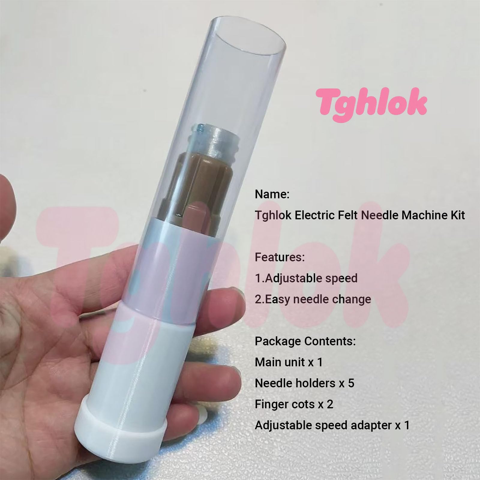 Elektrische Nadelfilzwerkzeuge, mit 7 Nadeln & 5 Nadelkappe & 2 Fingerlinge, Geschwindigkeitskontrolle, einfacher Nadelwechsel, für schnelles Filzen, Nadelfilzbedarf, für DIY Filzwolle Projekte