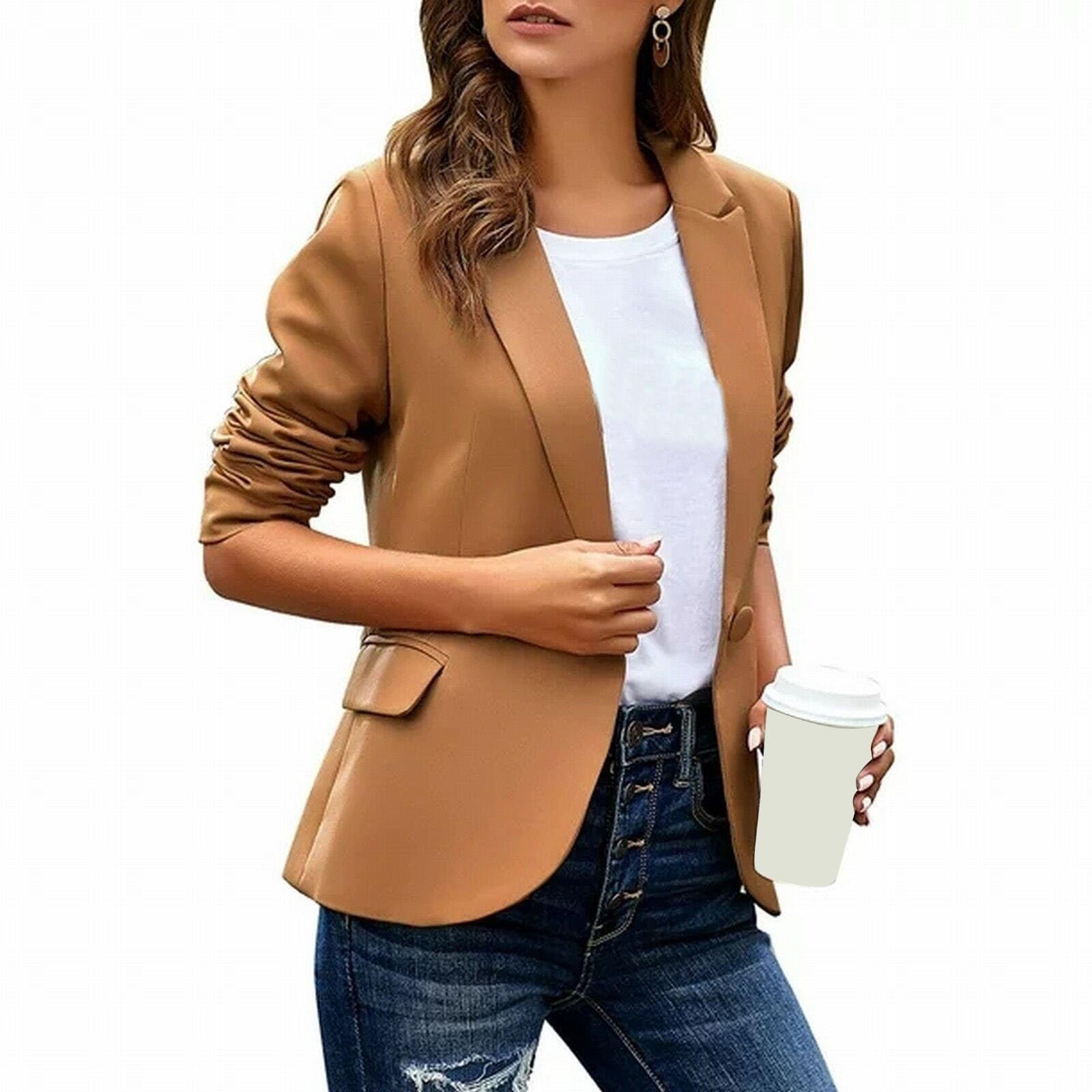 Blazer Damen Kurz Tailliert Kurzblazer Schwarz Für Business Büro Alltag