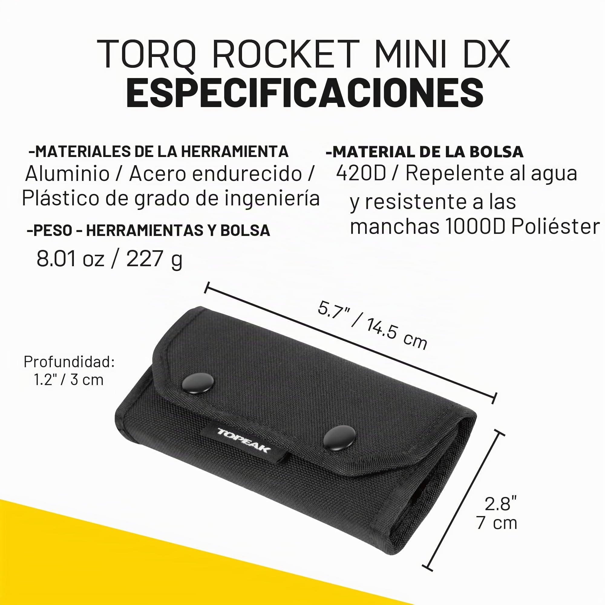 Topeak Torq Rocket MiniX - Llave dinamométrica - Herramienta de trinquete ajustable de 1-6 Nm con 11 puntas y funda de transporte