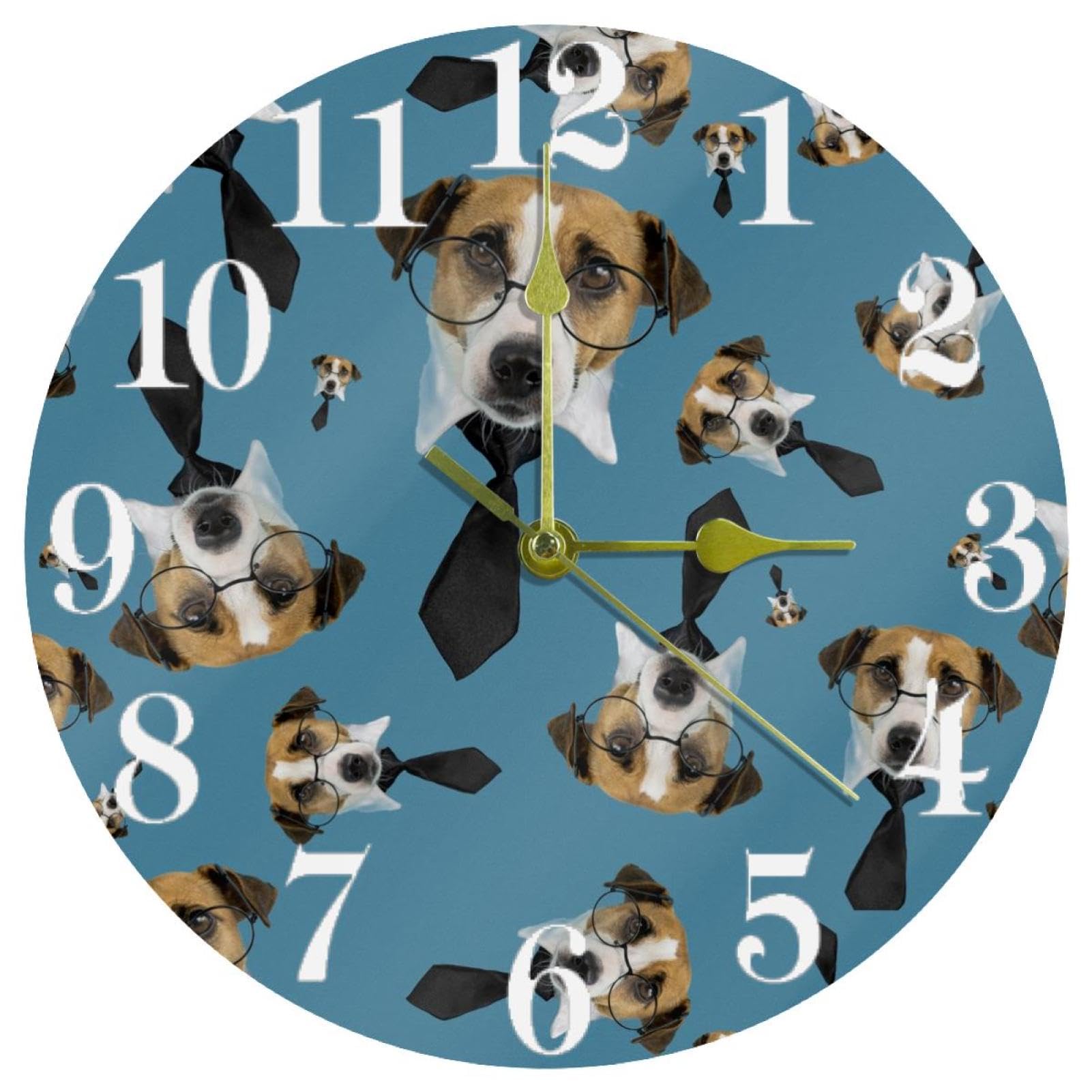 Horloge murale ronde Jack Russell quartz silencieuse sans tic-tac pour salon et école