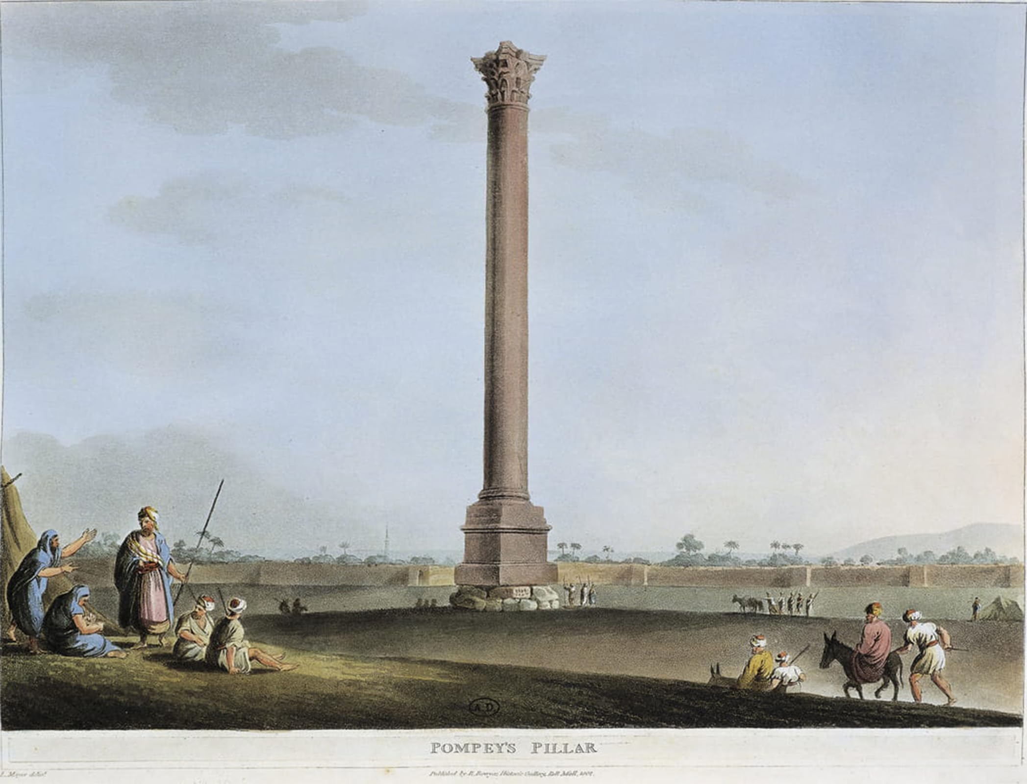 POSTERIIk Famous Modern Artwork Art Mural Egypt Alexandria Pompey's Pillar by Mayer Oil Paintings Pictures for Home Decor 60x90cm