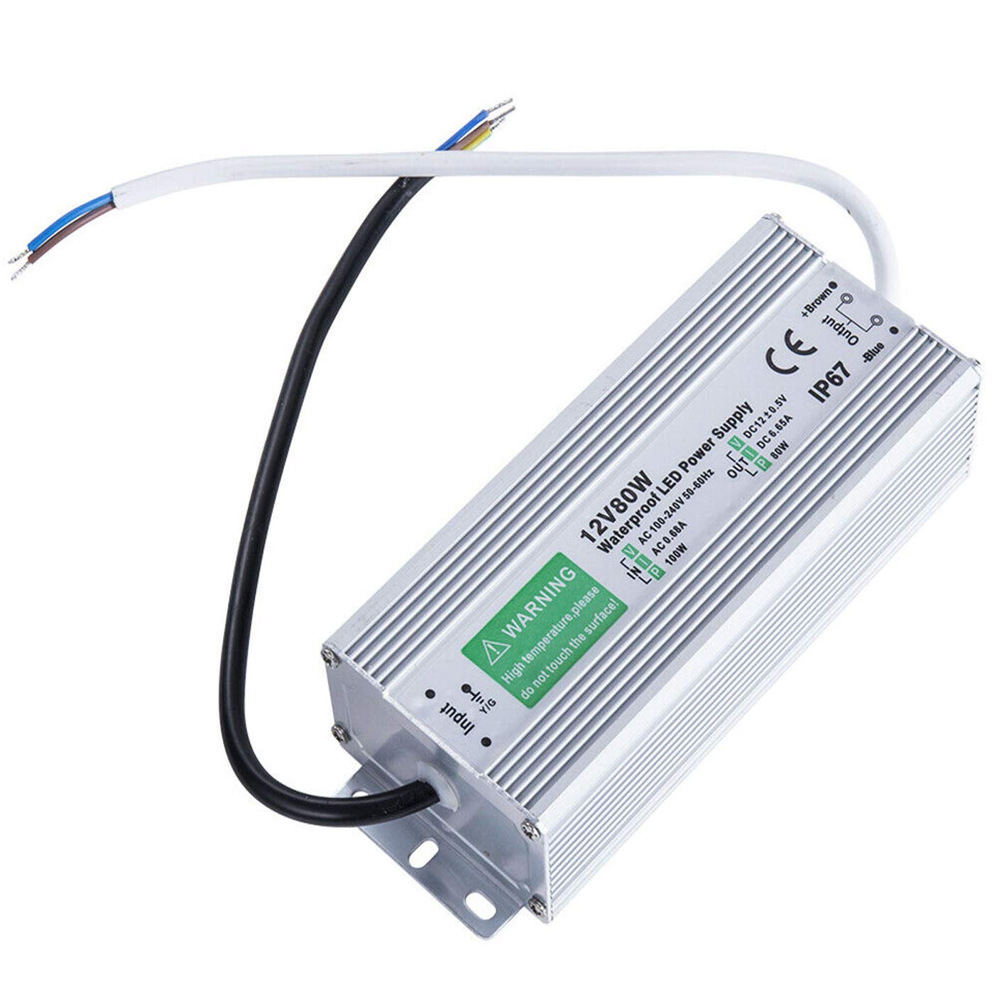 LEDSone 12V 80W-IP67 Waterproof Electronic LED Driver AC 90-250 V Transformer Constant Voltage Power Supply Transformer for Indoor Outdoor