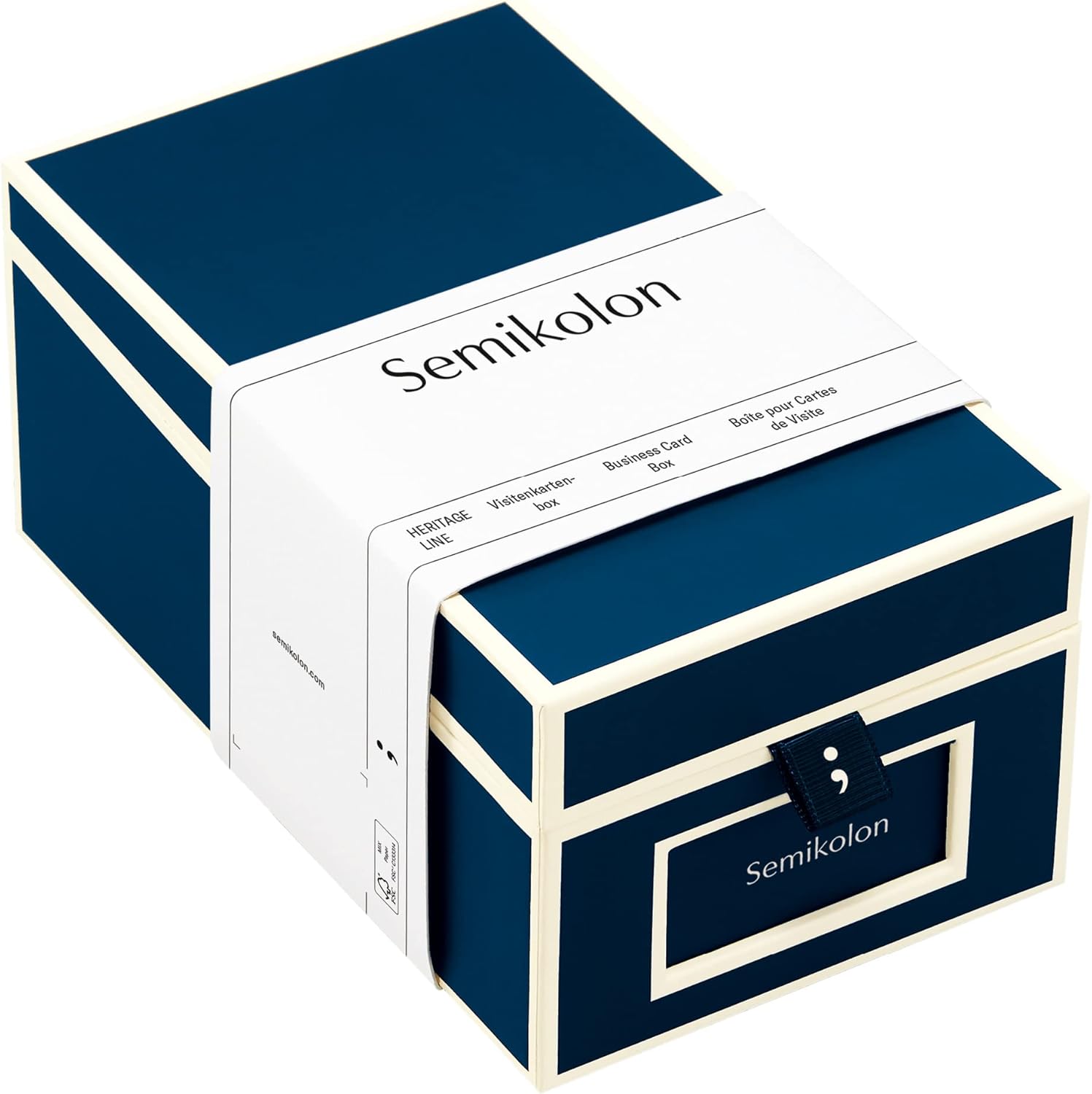 Semikolon Business Card File Box, Dividers A to Z, Marine Blue (3230003)