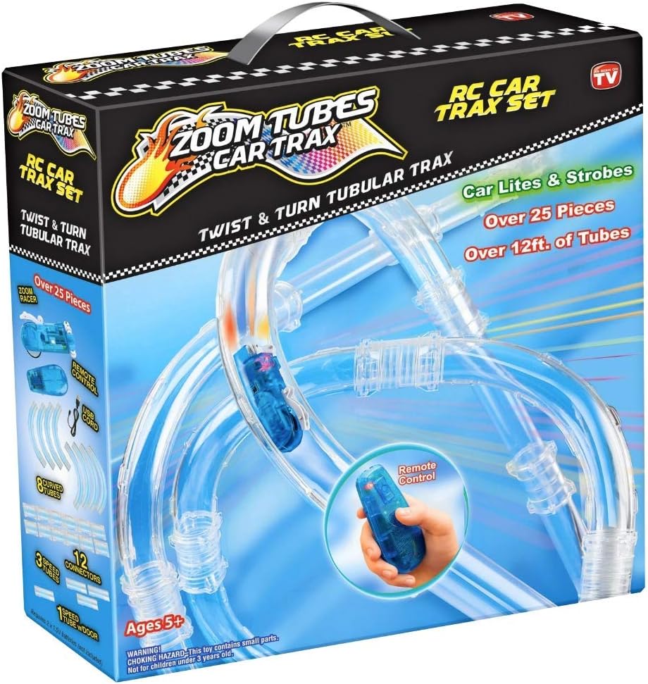 Set - 25 Piece RC Kit with Blue Racer & Over 12ft of Tubes, As Seen on TV, Amazing Lite Up Trax, Customizable Non-Stop Racing Fun