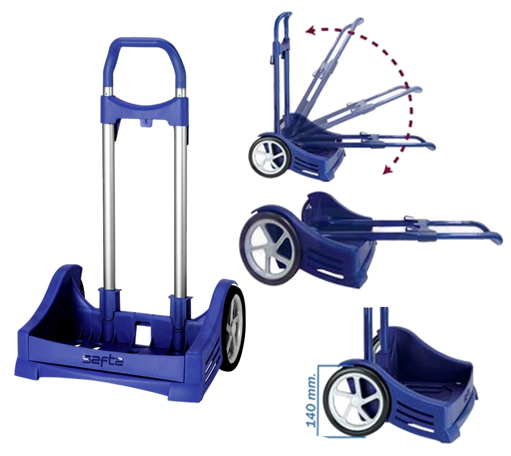 Carrello per Zaino Pieghevole Completamente SAFTA Trolley Blu Porta Cartella