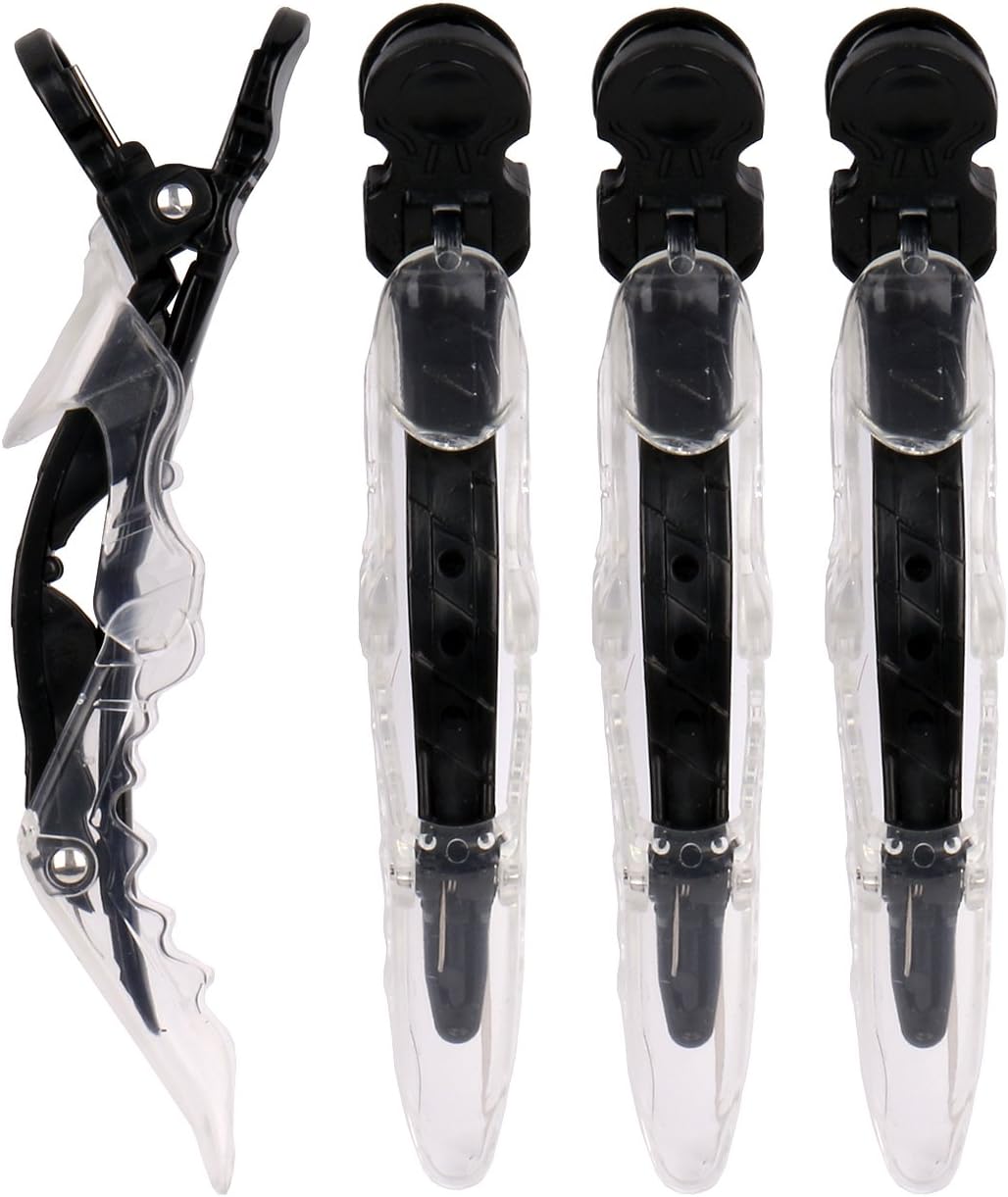 The Hair Shop Large Shark Clip | Enhanced Croc Crocodile Alligator Grip Clip (2nd Generation)| Sectioning Tool for Women | US Patented | Professional Salon Quality -Made In Korea (Large Black, 4 Pack)