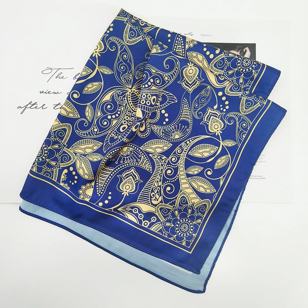 Vintage Silk Feel Designer Square Scarf Satin Bandana Neckerchief Head Scarf for Men and Women - Image 8