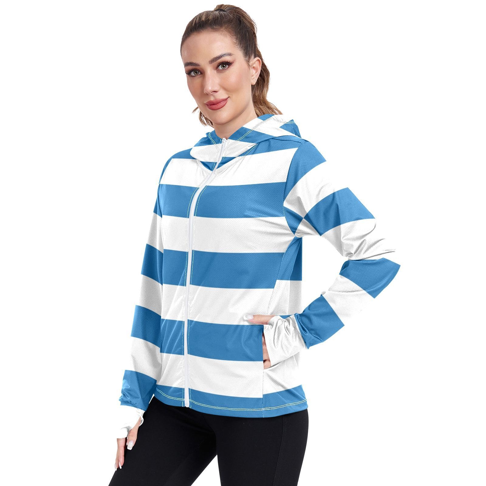 Greece Flag Womens UPF 50+ Sun Protection Hoodie Jacket Lightweight Long Sleeve Sun Shirt with Pocket Multicoloured