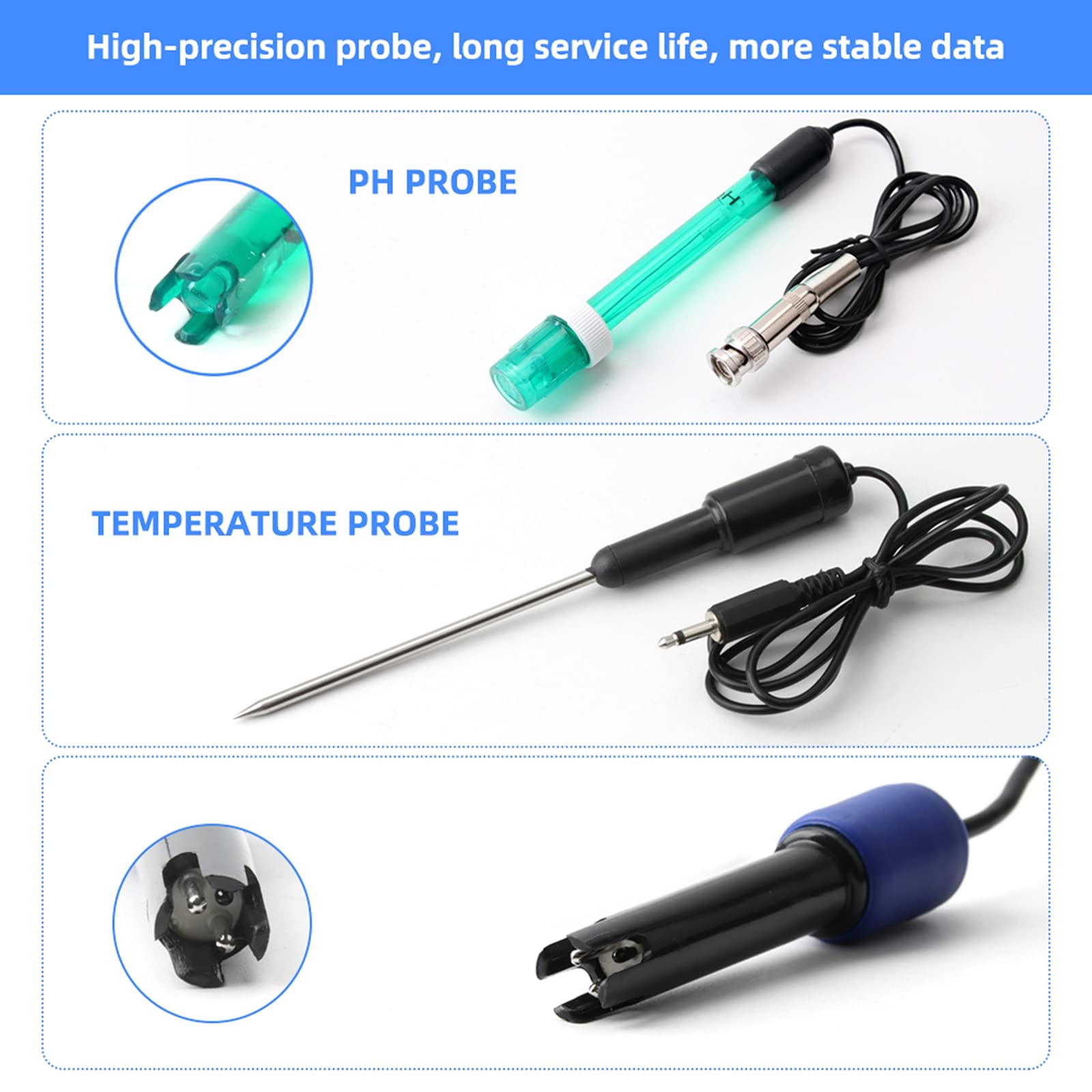 Monitor de Calidad del Agua 6 en 1 PH ORP TDS EC CF Medidor de probador de Temperatura de sobremesa, Pantalla LCD, para Piscina, Acuario, Laboratorio