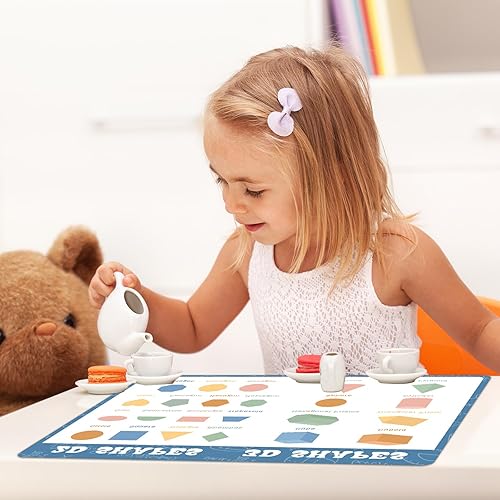Miniatura 4 de Juego de 6 manteles individuales educativos preescolares para niños pequeños, de plástico, reutilizables, lavables, Montessori, para comer, para el