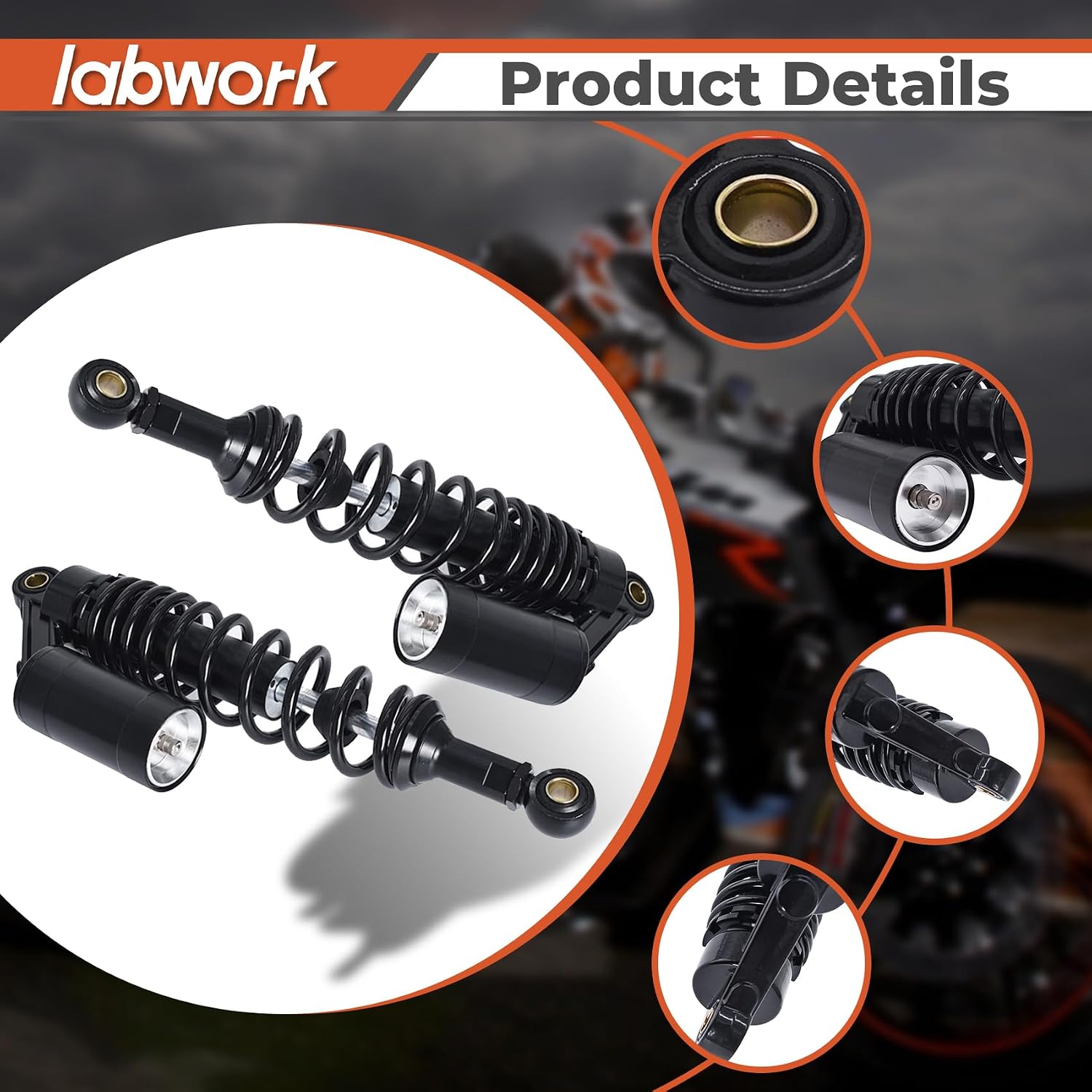 labwork 2 Pack Rear Shock Absorbers Replacement for Honda Replacement for Yamaha 12.5" 320mm (Black)