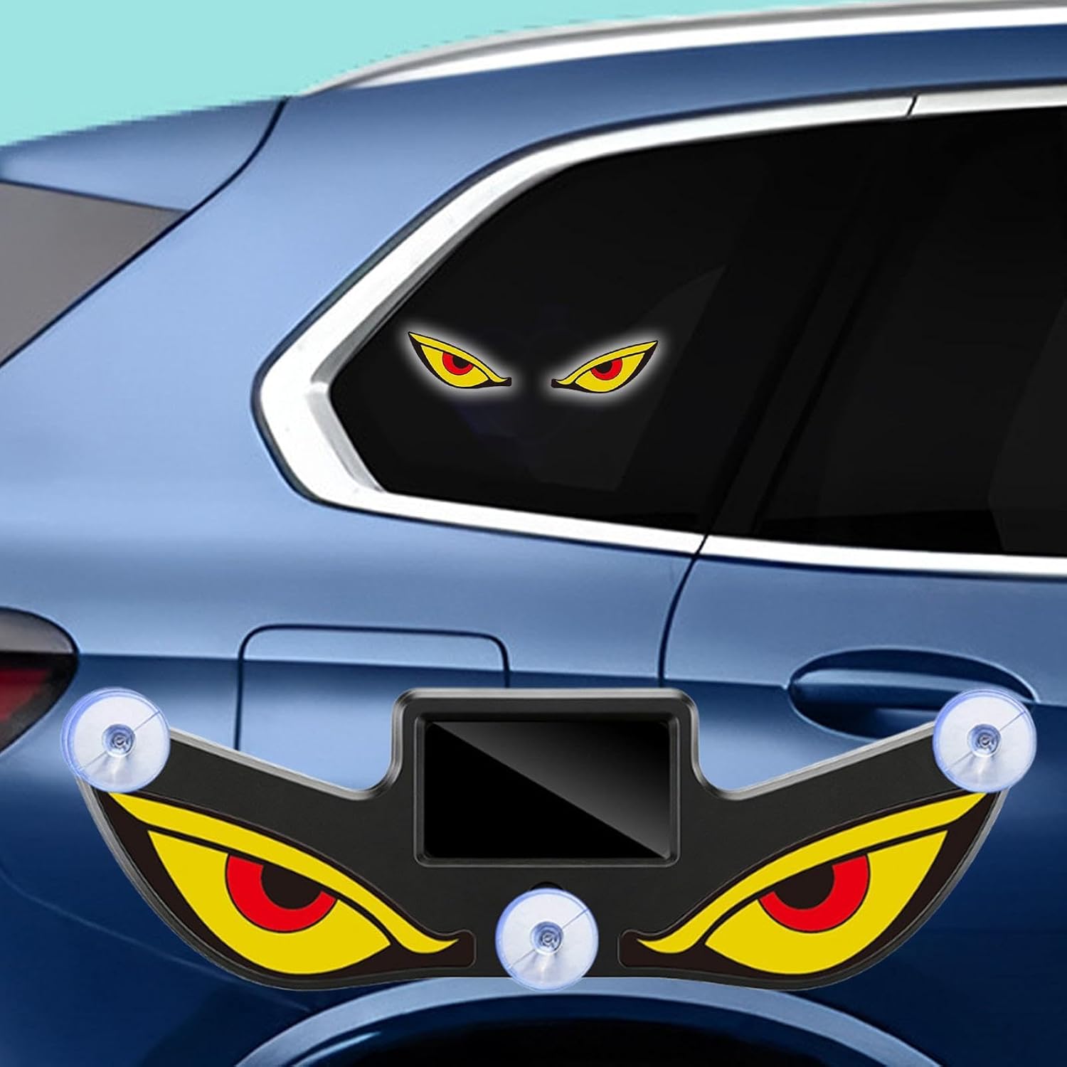 Windshield Eyes | Solar Waterproof Dynamic Sticker with USB Port | LED Windshield Eyes | for RV Camper Home Vehicles Party Front Rear SUV Window RV Camper