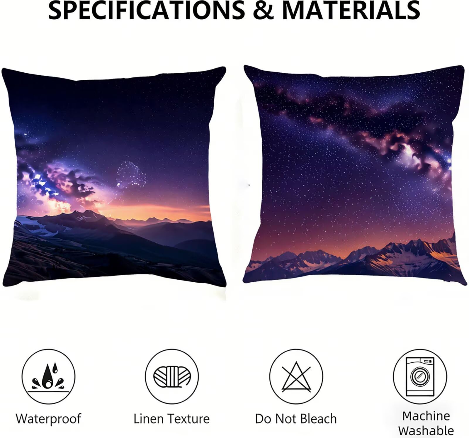 Housse de Coussin Canapé Ciel Nocturne 75x75cm Exterieur Impermeable Paysage Taie D'oreiller Décoratif Aesthetic Housse Coussin Decoration pour Chambre Sofa Jardin Balcon Terrasse Lot de 2. P-5459