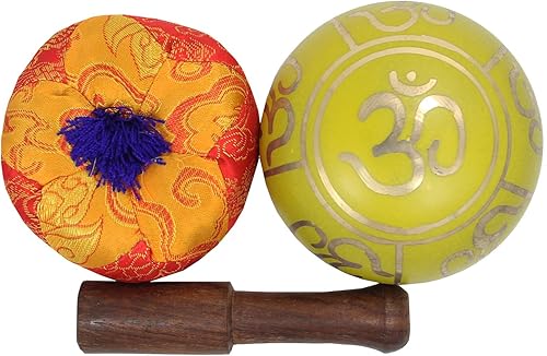 Miniatura 3 de DharmaObjects - cuenco para cantar el Om de la paz, para meditación relajante de yoga. Juego de almohadilla de seda, juego de martillo de