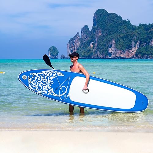 Vista 21 de FEATH-R-LITE Inflatable Paddle Board Stand Up Paddleboards for Adults SUP with Premium Accessories Pump, Adjustable Paddle, Leash, Three Fins, Azul