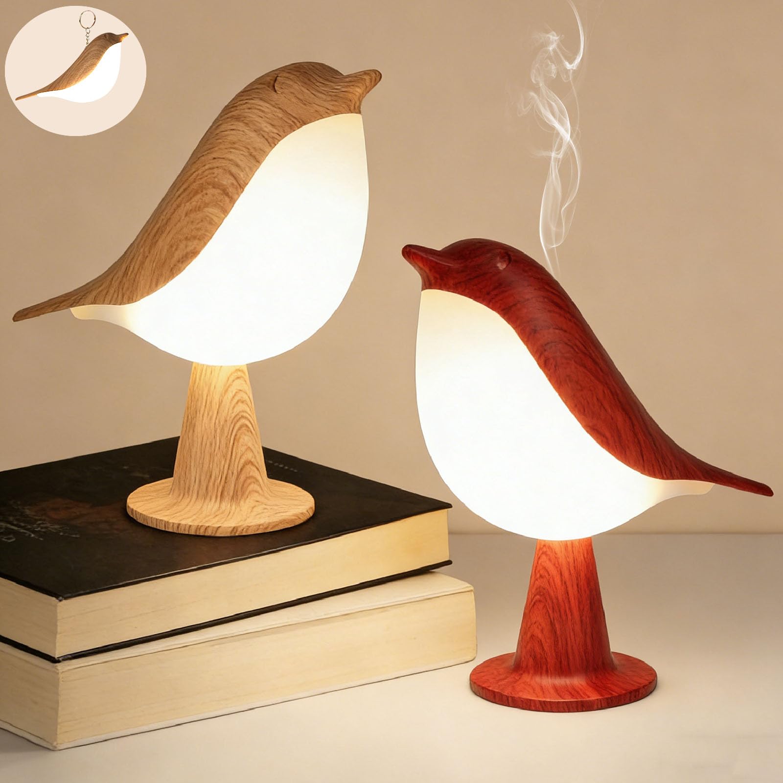 VoMii Pack de 2 lámparas de mesa con control táctil, regulables, lámparas de mesita de noche, luz nocturna, lámpara de mesa portátil recargable por USB (rojo y amarillo)
