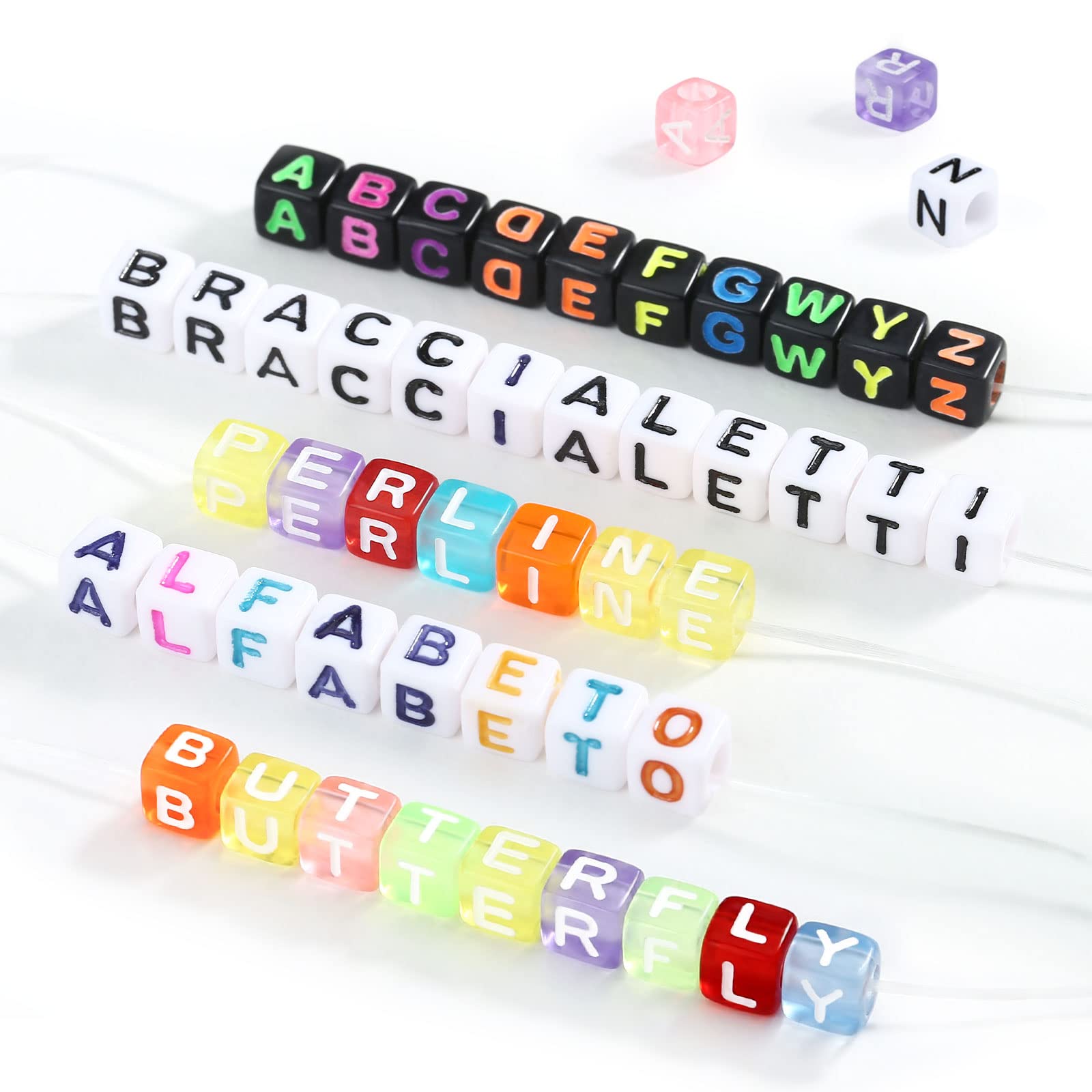 Naler 800 Pieces 6mm Acrylic Cube Beads: White, Black, Colorful; DIY Jewelry Making, Gifts