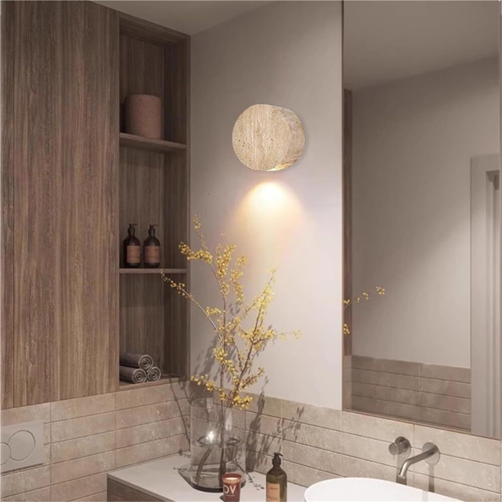 Nowoczesne lampy ścienne kinkiet gniazdo G4 kamień wewnętrzny okrągły trawertyn lampy oprawa przewodowa lampa wewnętrzna do sypialni salonu przedpokoju korytarza