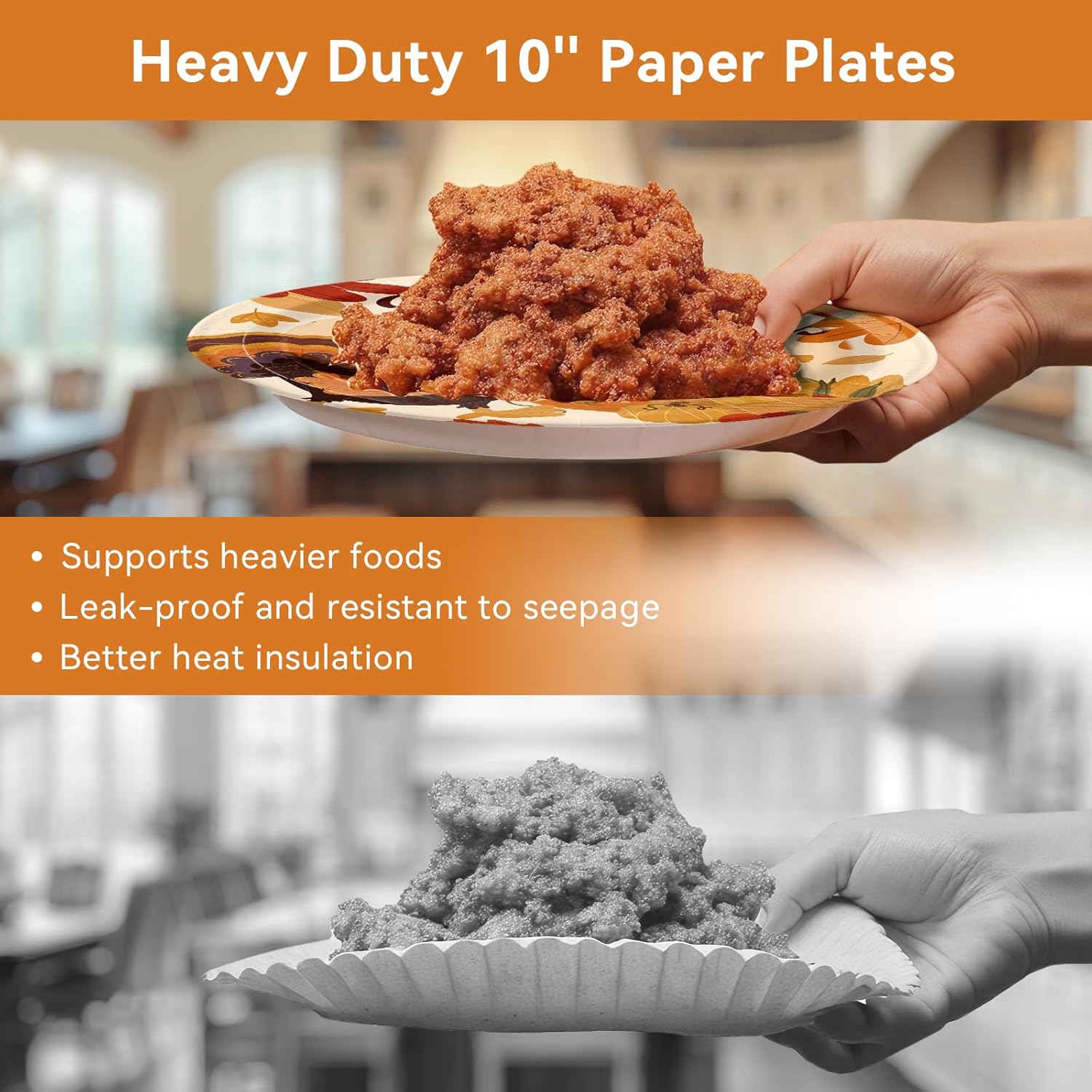 Thanksgiving Paper Plates and Napkins Set 150 Count, Heavy Duty 10'' and 7'' Disposable Plates, Thanksgiving, Friendsgiving Party Decorations Supplies, Serve 50