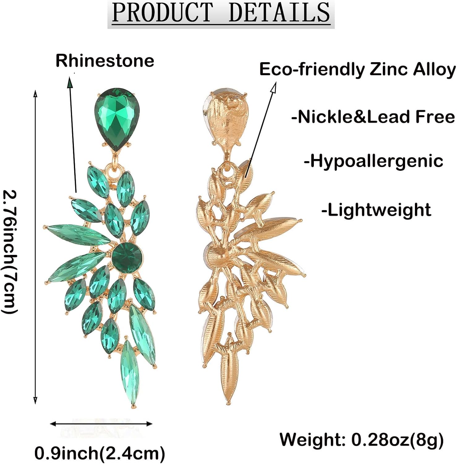 Rhinestone Statement Earrings Cluster Crystal Drop Dangle Earrings Teardrop Chandelier Earring Dangling Prom Wedding Bridal Earrings for Women - Image 6