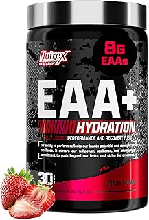 Nutrex Research EAA Hydration | EAAs + BCAA Powder | Muscle Recovery, Strength, Muscle Building, Endurance | 8G Essential Amino Acids + Electrolytes | 30 Servings (Fruit Punch)