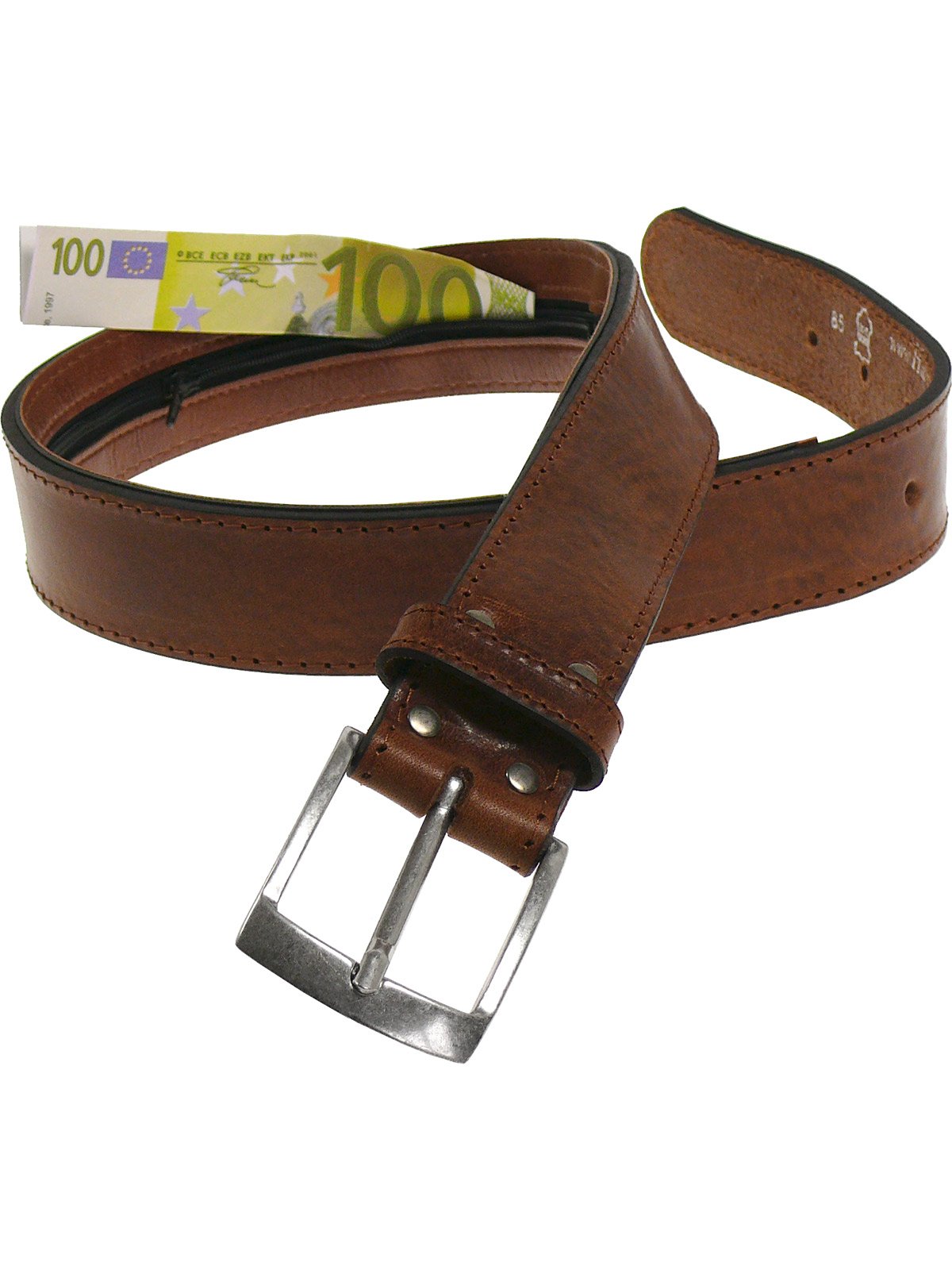 Harrys-Collection Unisex Tresorgürtel Leder 48, Braun, BW: 125