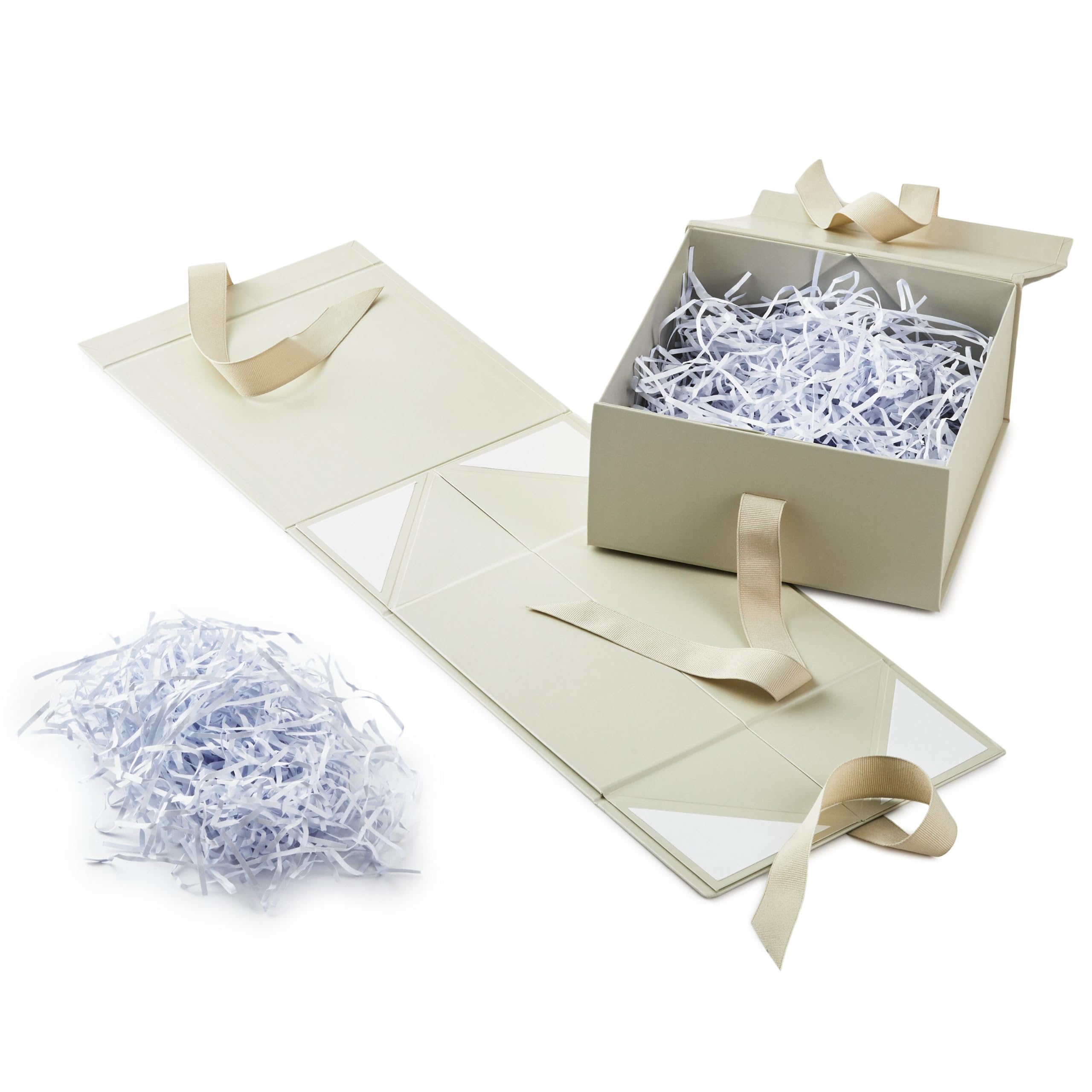 Hallmark Faltbare Geschenkbox Bundle (2 passende Boxen mit Band: perlweiß) für Hochzeiten, Brautjungferngeschenke, Brautpartys, Abschlussfeiern