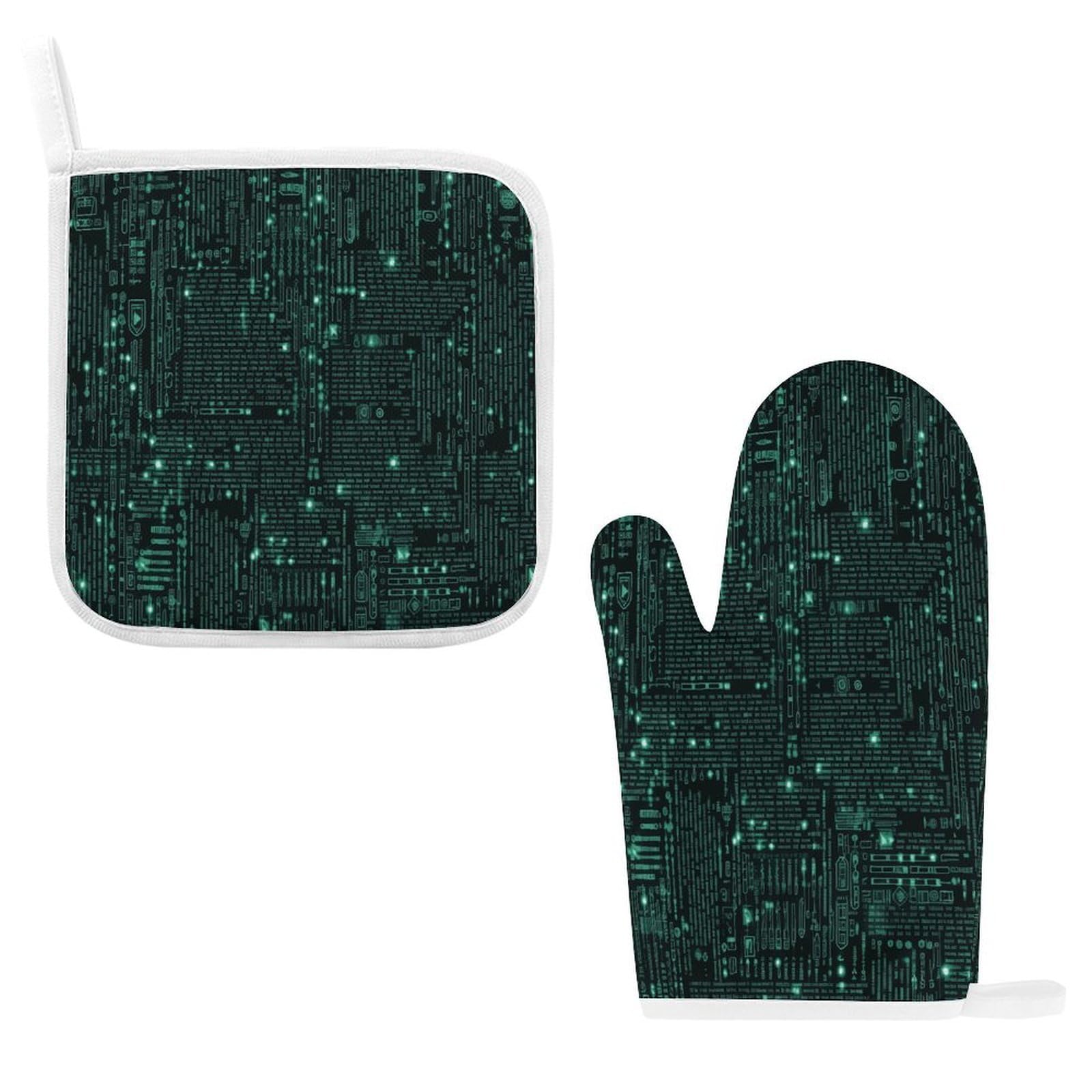 Btcowzrv Style Hacker Oven Mitts And Pot Holders 2Pcs Set