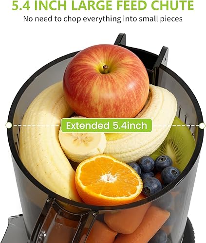 Miniatura 2 de COWSAR Exprimidor de prensa en frío, máquina exprimidora de canal de alimentación de 5.4 pulgadas de ancho, masticación lenta de 60 RPM, acero