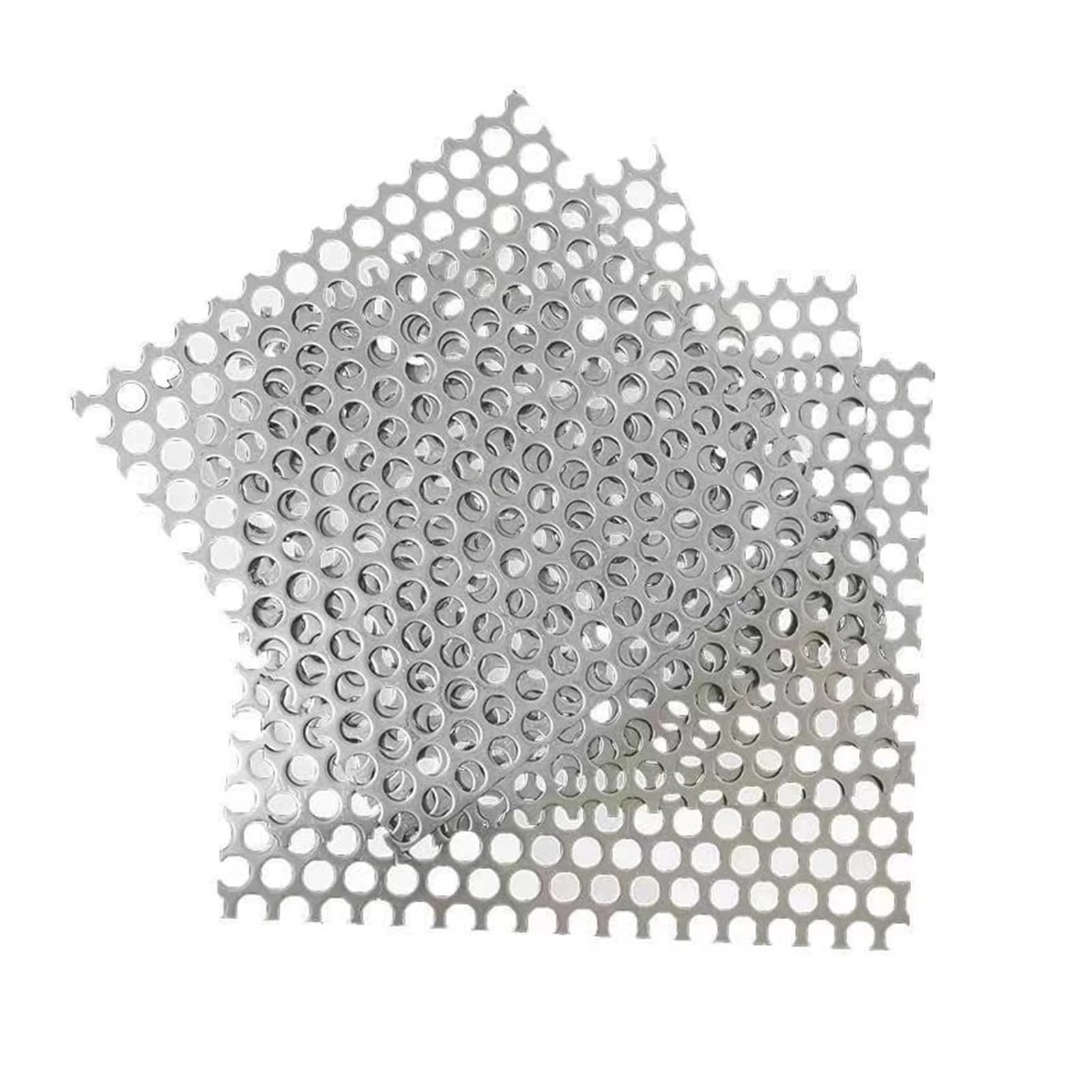 PULaif Perforated Sheet, 304 Stainless Steel Perforated Sheet Silver Multiple Sizes 1-10mm Holes(3mm Mesh,10x10cm)