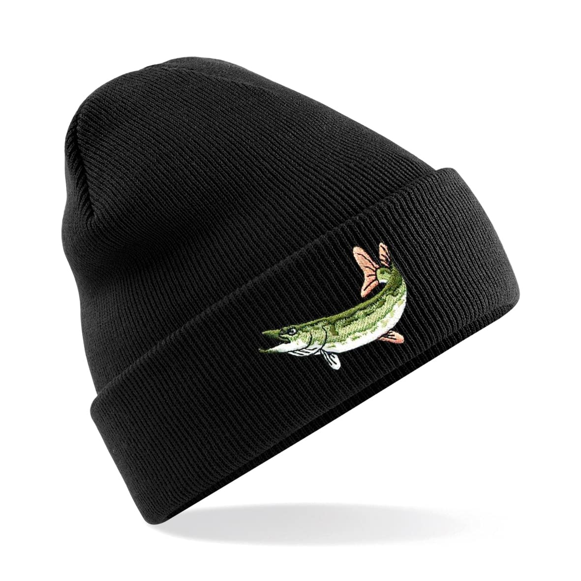 Hiviz Kings Men's Black Pike Fishing Beanie Hat Embroidered Logo Pristine Finish Beenie (Black)