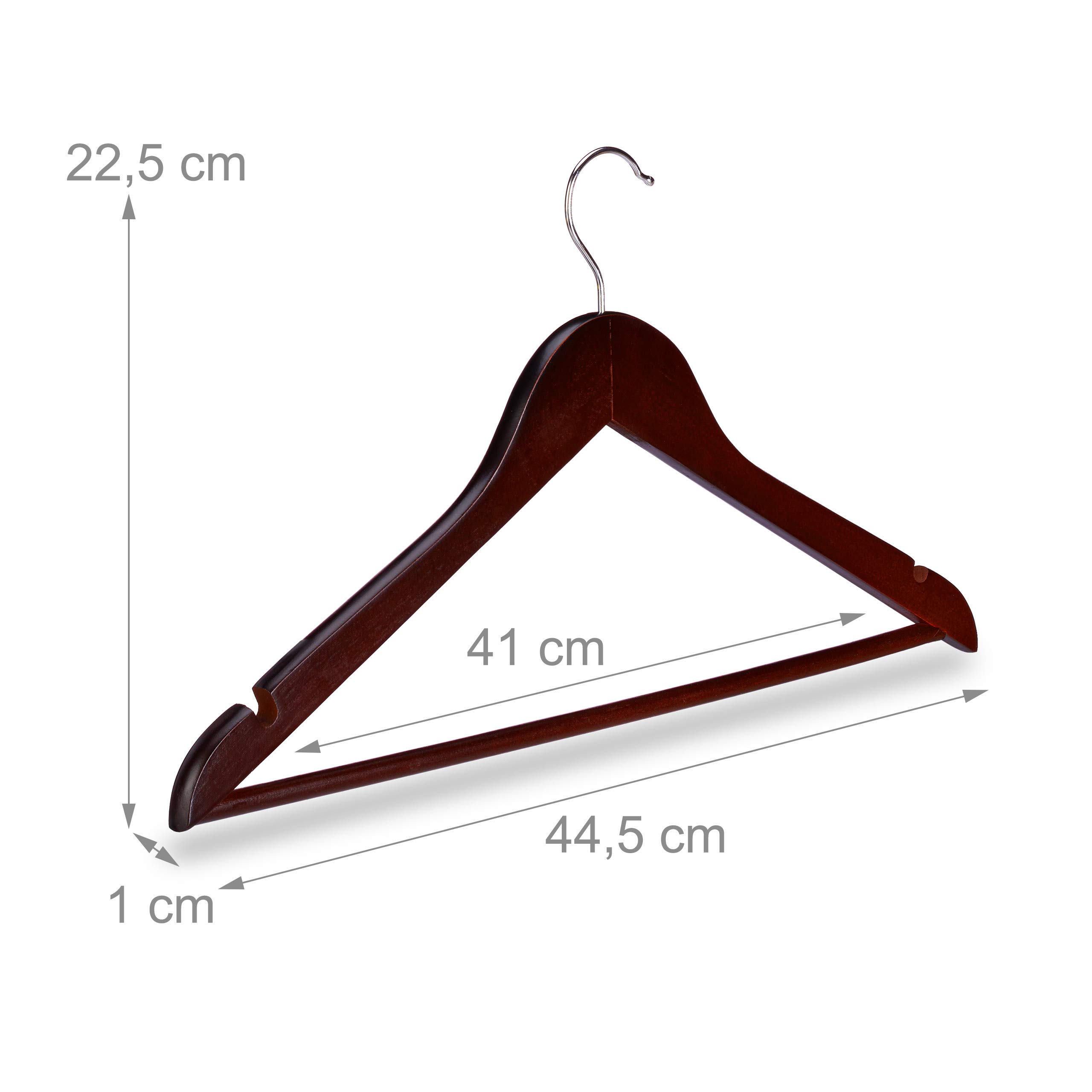 Relaxdays Kleiderbügel Holz, 10er Set, Kerben, Hosensteg, Garderobenbügel, 360° drehbarer Haken, 44,5 cm breit, Farbwahl