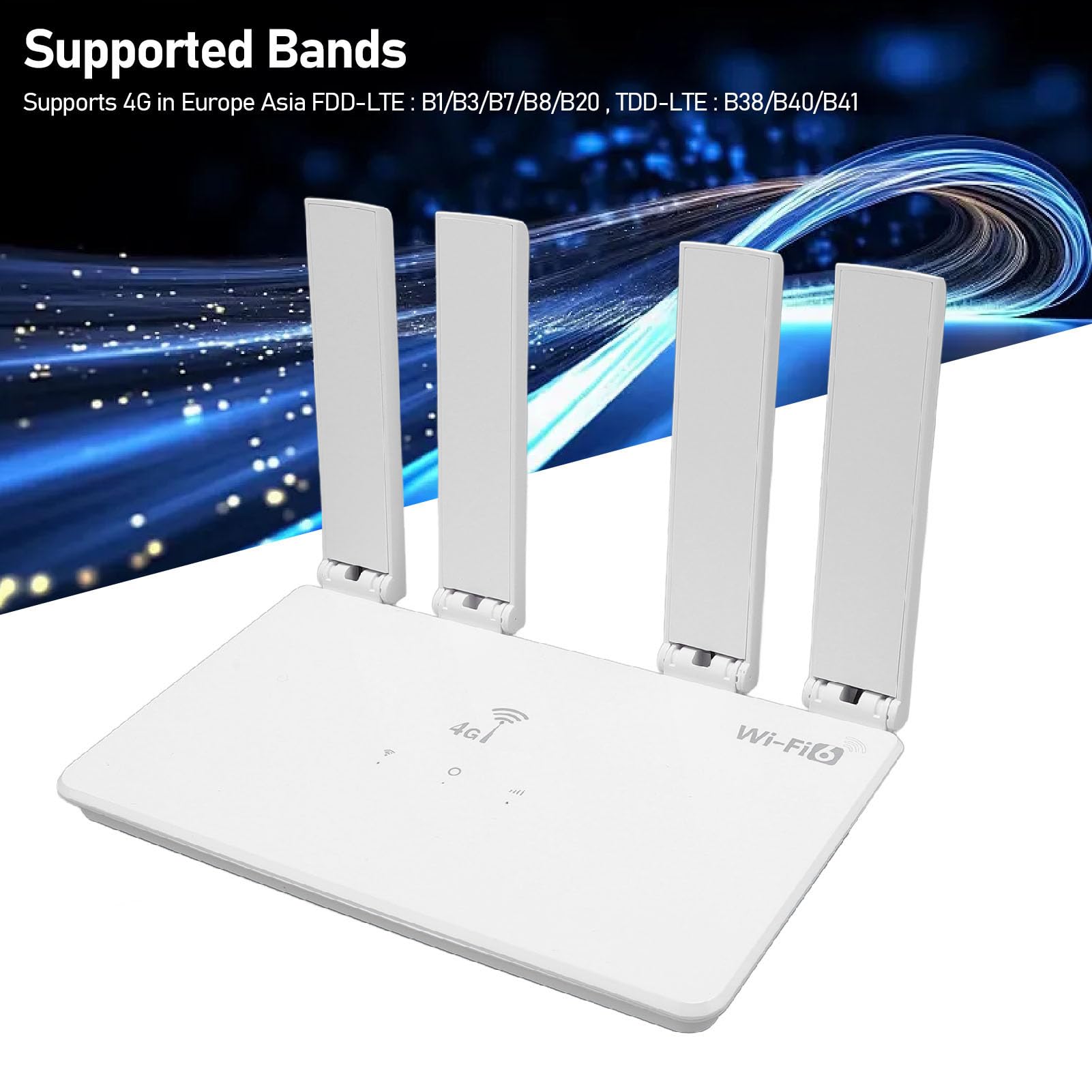 Zunate Router 4G LTE, Szybkie Mobilne Urządzenie Hotspot 802.11b/G/n z Gniazdem Karty SIM Typu C, ładowanie 4 Anteny o Wysokim Zysku, Odblokowany Punkt Routera (wtyczka UE)