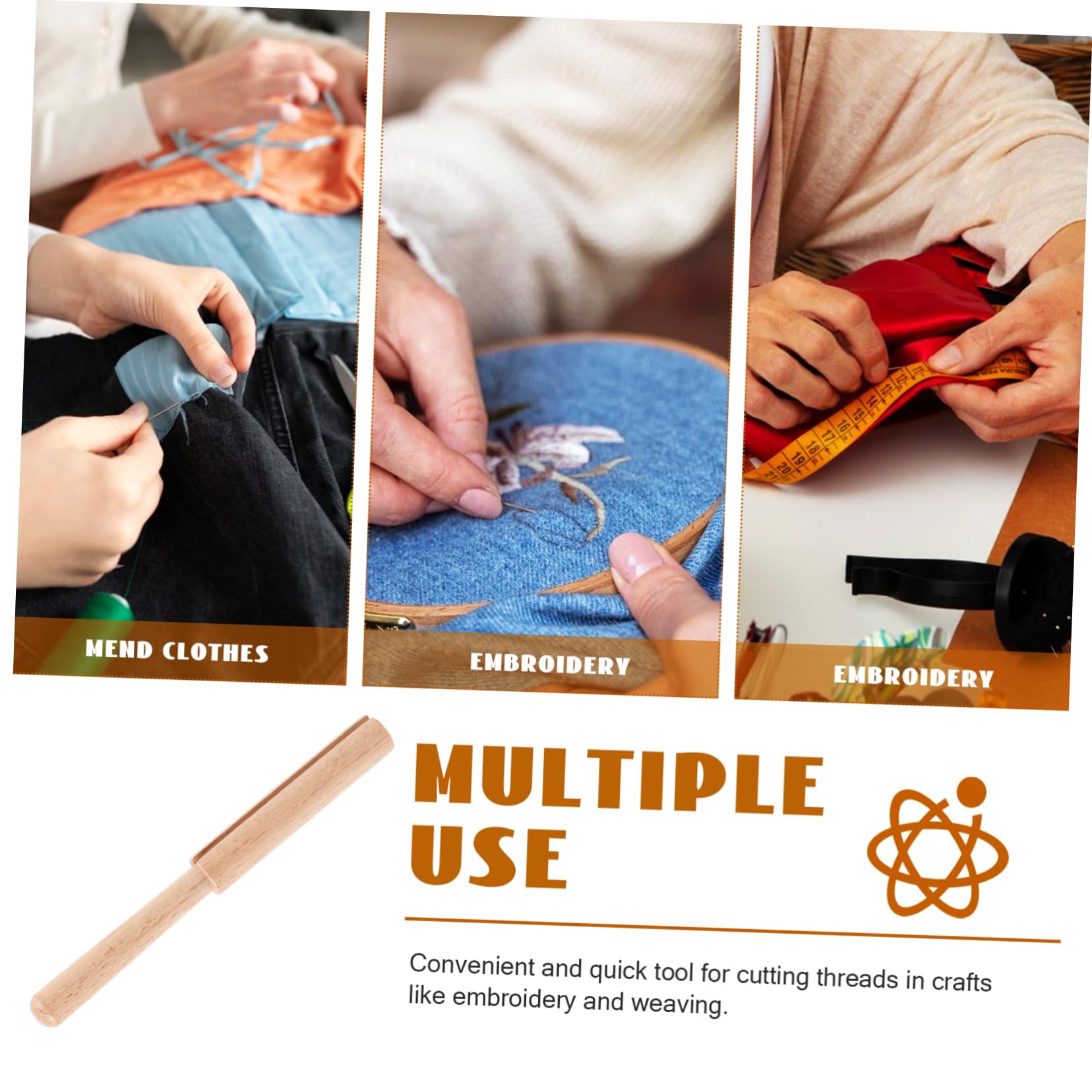 Operitacx Cord Breaking Tool Sewing Scissors Thread Thread Cutter for Quilting Embroidery (Wooden Handle)