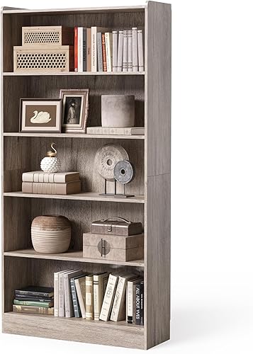 Miniatura 10 de Librería de 72 pulgadas de alto, estantería independiente de 6 niveles con estantes cerrados, organizador grande y abierto de madera para