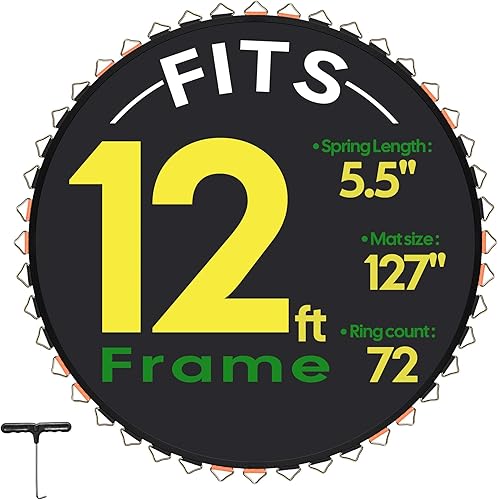 AW Replacement Trampoline Mat with V-Ring Fit 14FT Trampoline Frame 8 Row Stitch UV Resistant Jumping Bed Outdoor