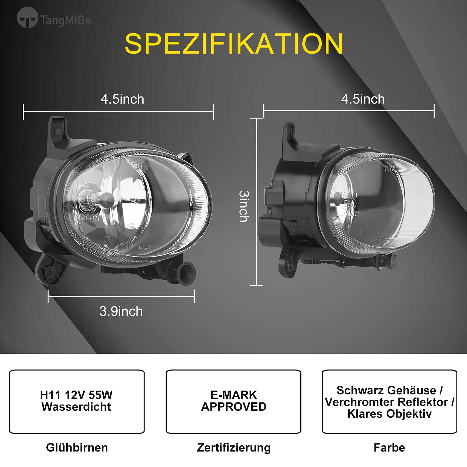 TangMiGe Światła Przeciwmgielne kompatybilny z Audi A1 A5 A6 Q3 A4 Wagen, 8X 8K2 8K5 8T 8F 4G2 4G5 4GH 8UB 8UG, Volkswagen VW Passat CC 357, 06/2007-12/2014