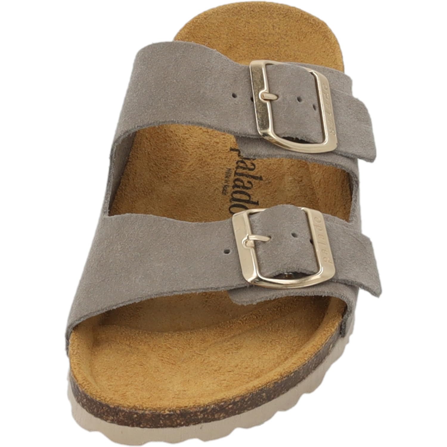 Palado Pantoletten Damen Korfu Suede Premium Leather - bequeme Sandalen Made in Spain - Hausschuhe mit Kork-Fußbett - modische Sommerschuhe