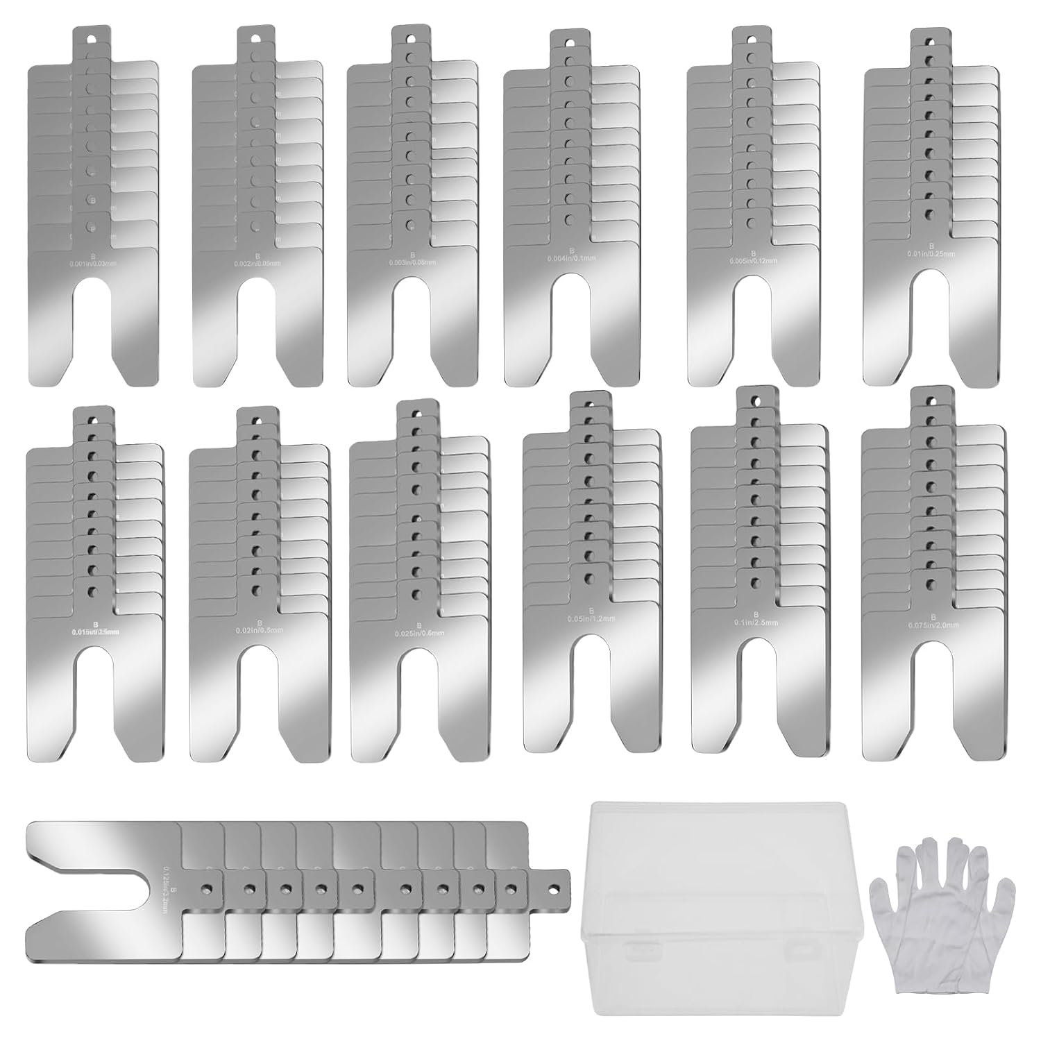 130 PCS Size B 3" x 3" Stainless Steel Slotted Shims Kit | 304 Stainless Steel Metal Slotted Shim Kit with Storage Box, Precision Laser-Cut Alignment Metal Shims for Leveling