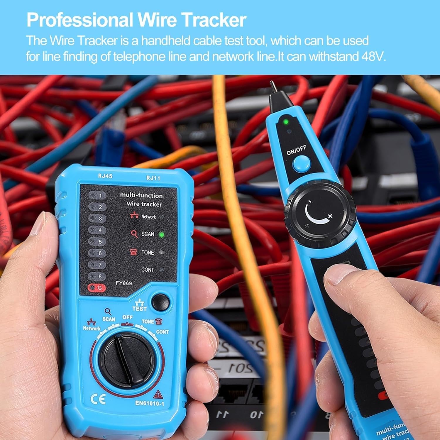 XIKKART Lan Tester with Wire Tracker, Tester, Cable Tracker, RJ11 RJ45 Line Finder Cable Tester for Network LAN Ethernet Cable Collation, Phone Telephone Line Tester with 2X 9V Batteries(Multicolor) 1