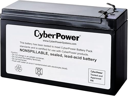 Miniatura 1 de CyberPower RB1280A - Cartucho de batería de repuesto para UPS, sin mantenimiento, instalable por el usuario, 12V9Ah
