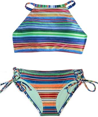 Two Piece Striped Multi-Color Bikini Swimsuit main image 1