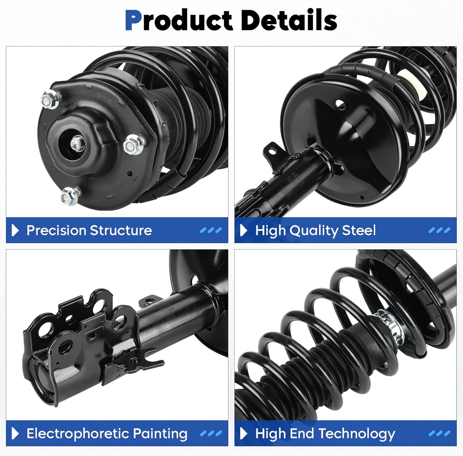 Front and Rear Struts Assembly Fit for 1997-2001 Toyota Camry, 1999-2003 Solara, Shock Absorber & Sway Bar End Link, Replace for 531678 531679 531680 531681 (8Pcs)