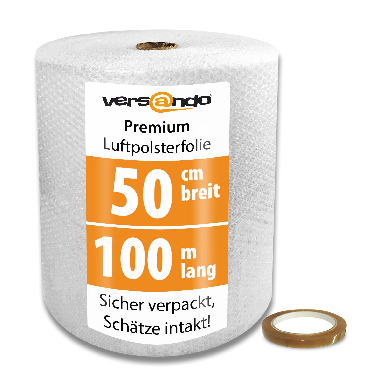 versando rollo de plástico de burbujas 50 cm x 100 m 45µm de grosor | incluye cinta adhesiva, 50 mm x 66 m, color 100 m lámina de acolchado 50 cm + 1 Rollo de cinta adhesiva versando