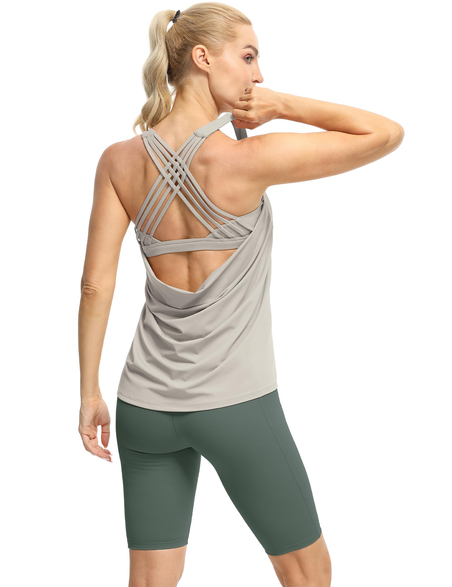 icyzone Femme Débardeur de Sport 2 en 1 - Débardeur sans Manches avec Soutien-Gorge intégré, Fitness Yoga Tank Top - 5