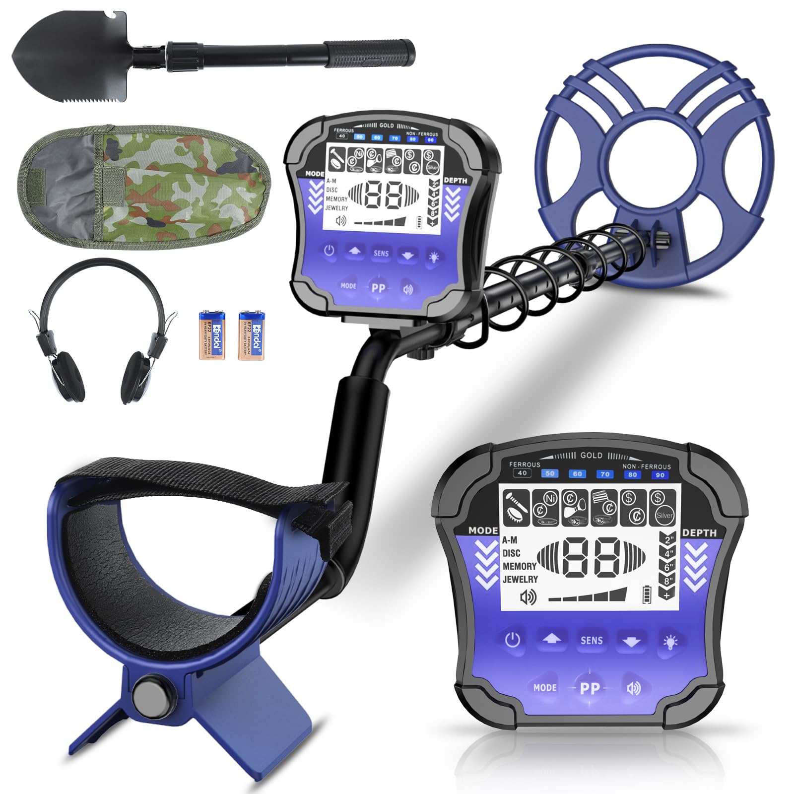 MCJ Détecteur de Métaux Professionnel pour Adultes - IP68 Étanche, Haute Précision, Mode Tout Métal, Disque, Encoche et Pointe, Grand Écran LCD