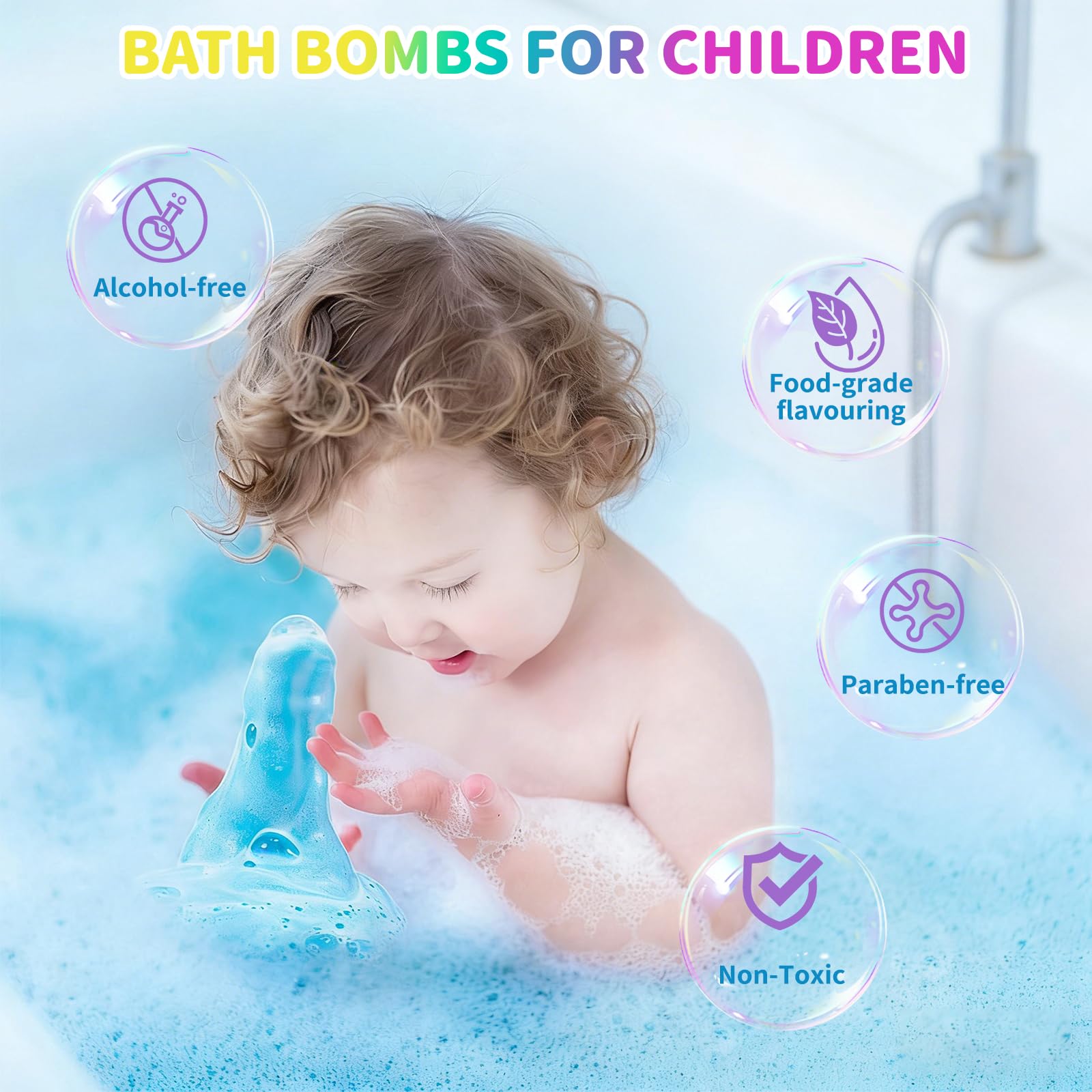 Bombes de Bain pour Enfants, Kit de Bombes de Bain Magic Potion Bottle, Bombes de Bain Moussantes Naturelles et Biologiques, Cadeau d'anniversaire et de Noël pour Filles et Garçons
