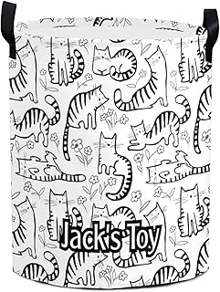 Pattern Cute Cats Personalized Freestanding Laundry Hamper, Custom Waterproof Collapsible Drawstring Basket Storage Bins with Handle for Clothes
