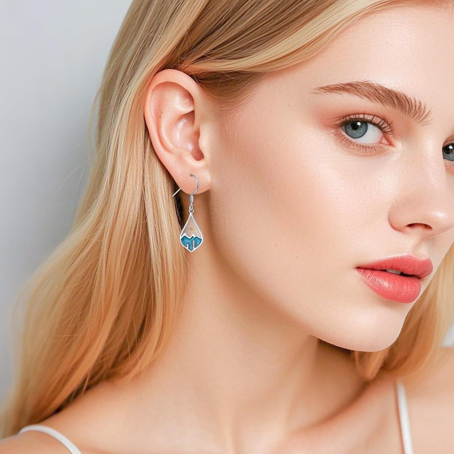 DAOCHONG Mountain Earrings 925 Sterling Silver Turquoise Mustard Seed Dangle Drop Earrings Faith Jewelry Gifts for Women - Image 2