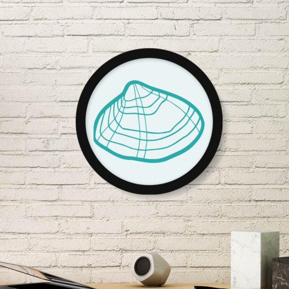 Marco redondo de madera con ilustración de concha verde pintura artística marina grande negro